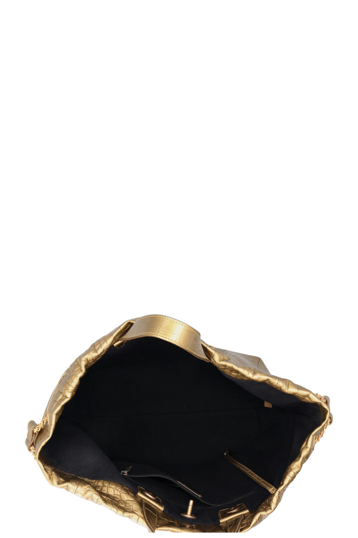 CHANEL Tote Bag Leather Gold