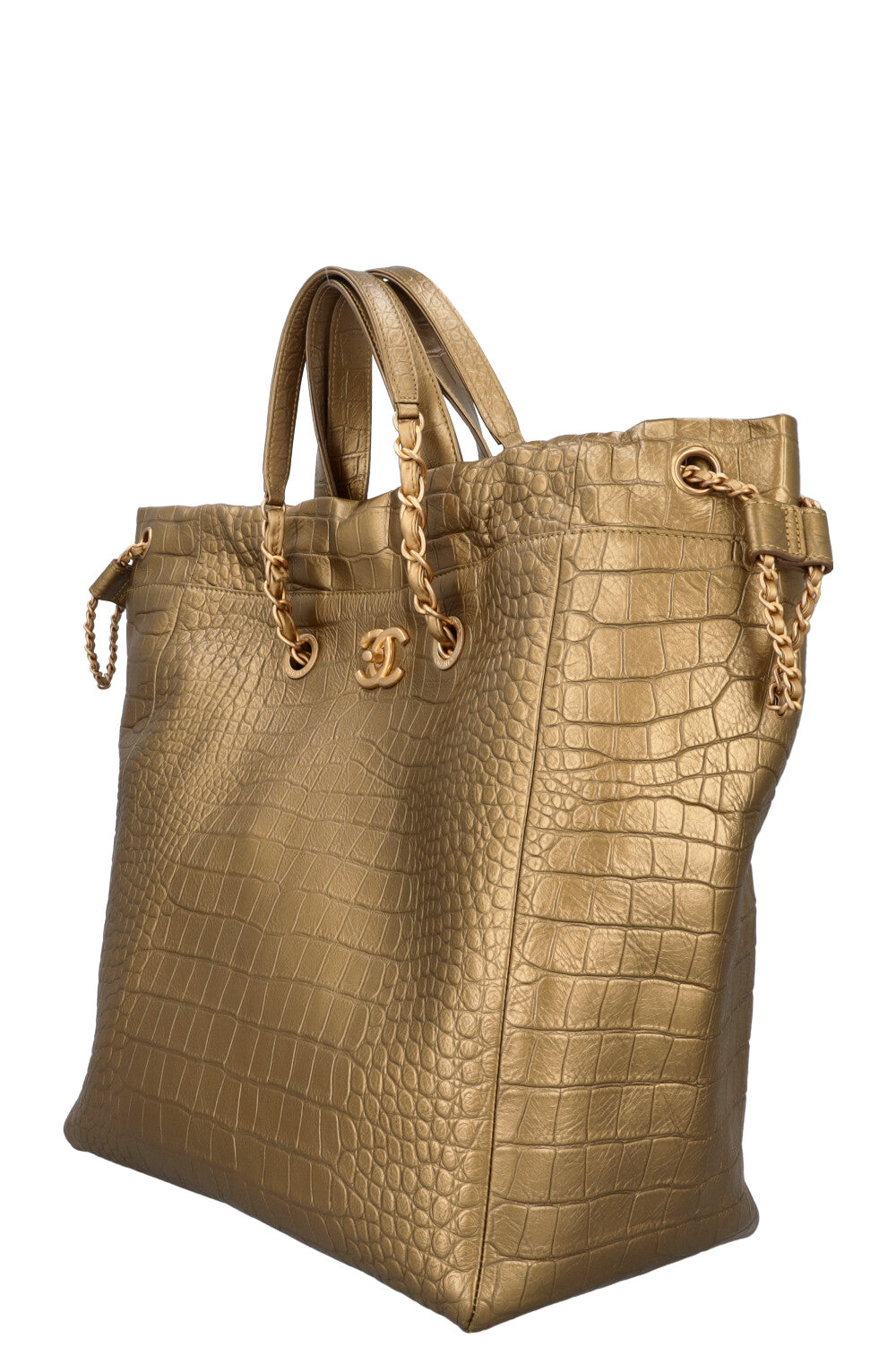 CHANEL Tote Bag Leather Gold
