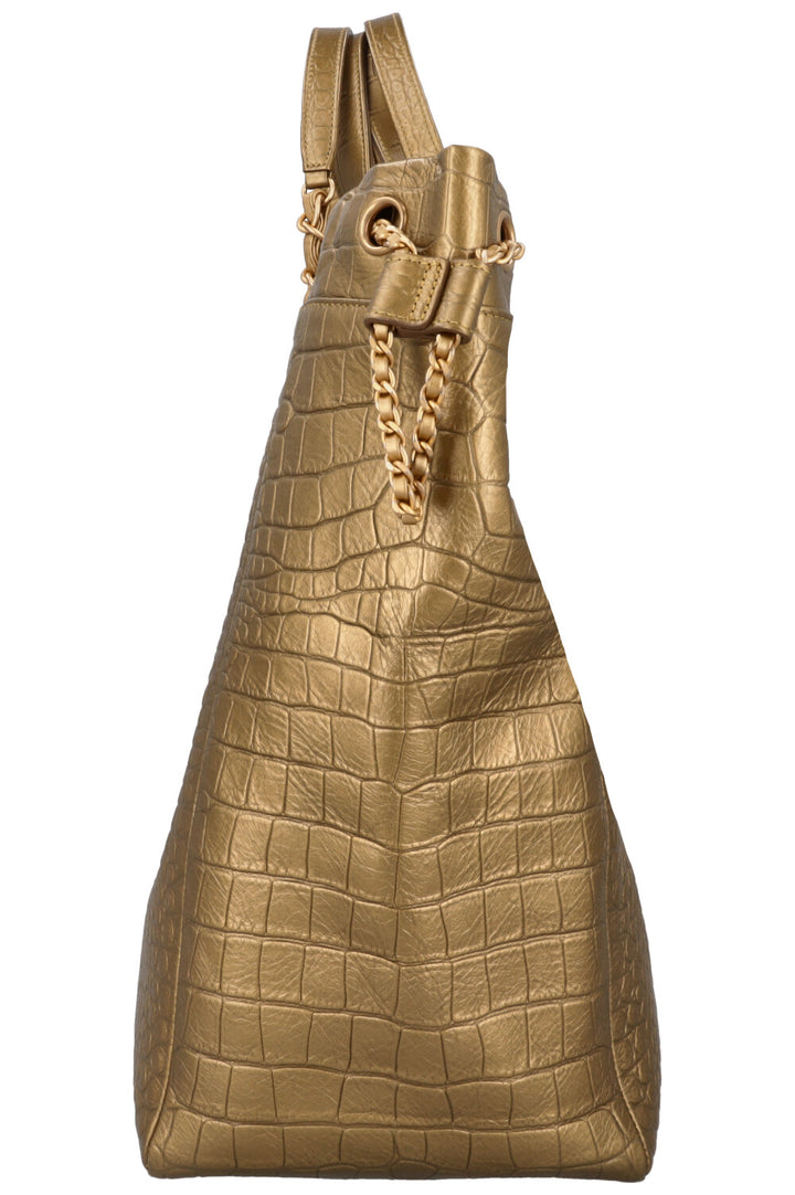 CHANEL Tote Bag Leather Gold