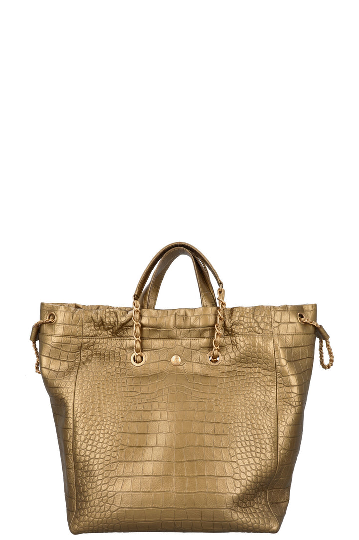 CHANEL Tote Bag Leather Gold