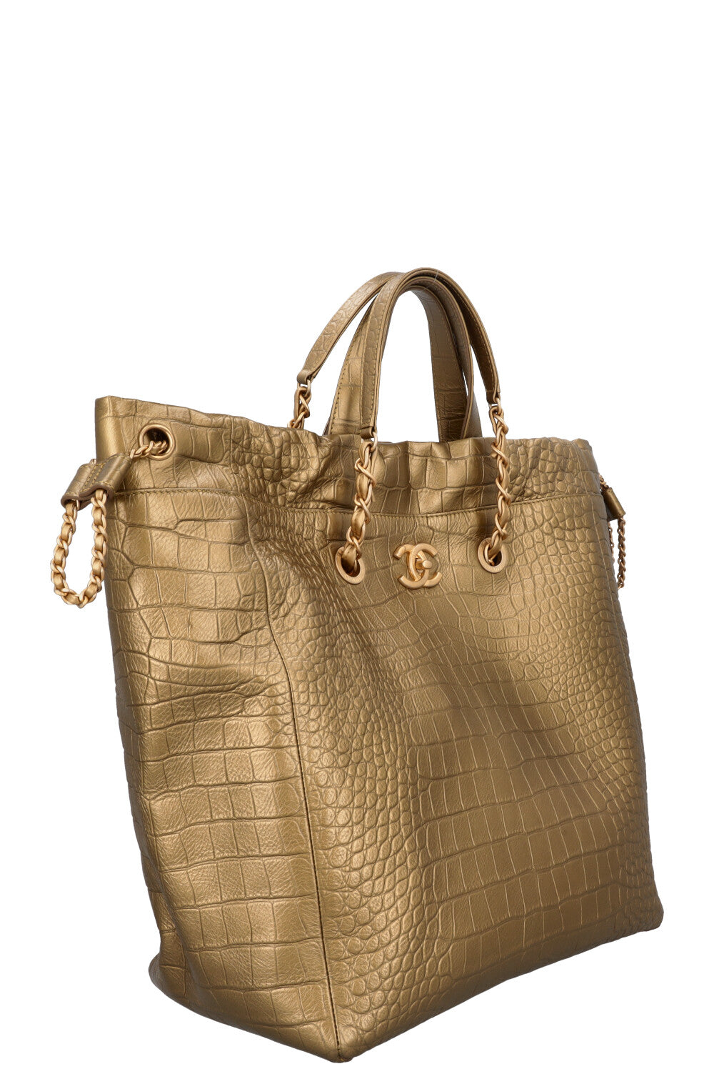 CHANEL Tote Bag Leather Gold