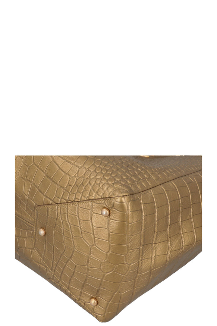 CHANEL Tote Bag Leather Gold