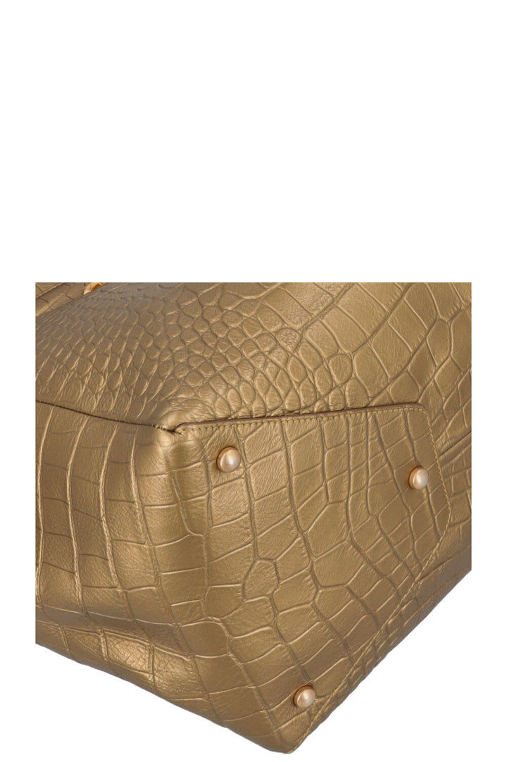 CHANEL Tote Bag Leather Gold