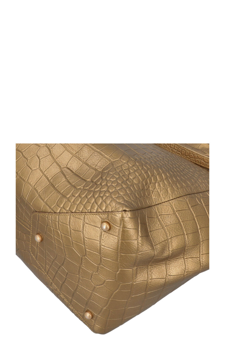CHANEL Tote Bag Leather Gold