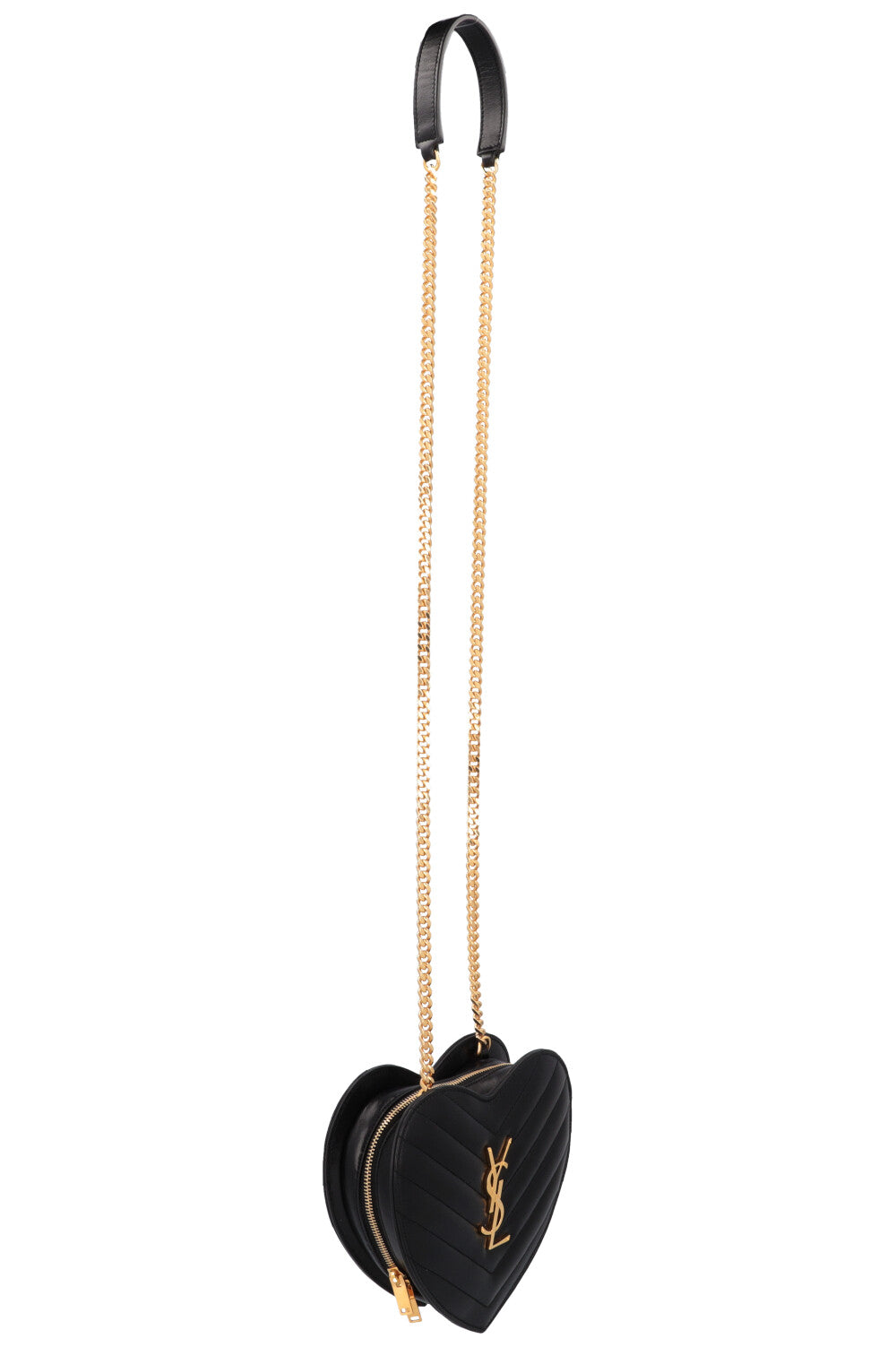 SAINT LAURENT Small Heart Matelasse Bag Black