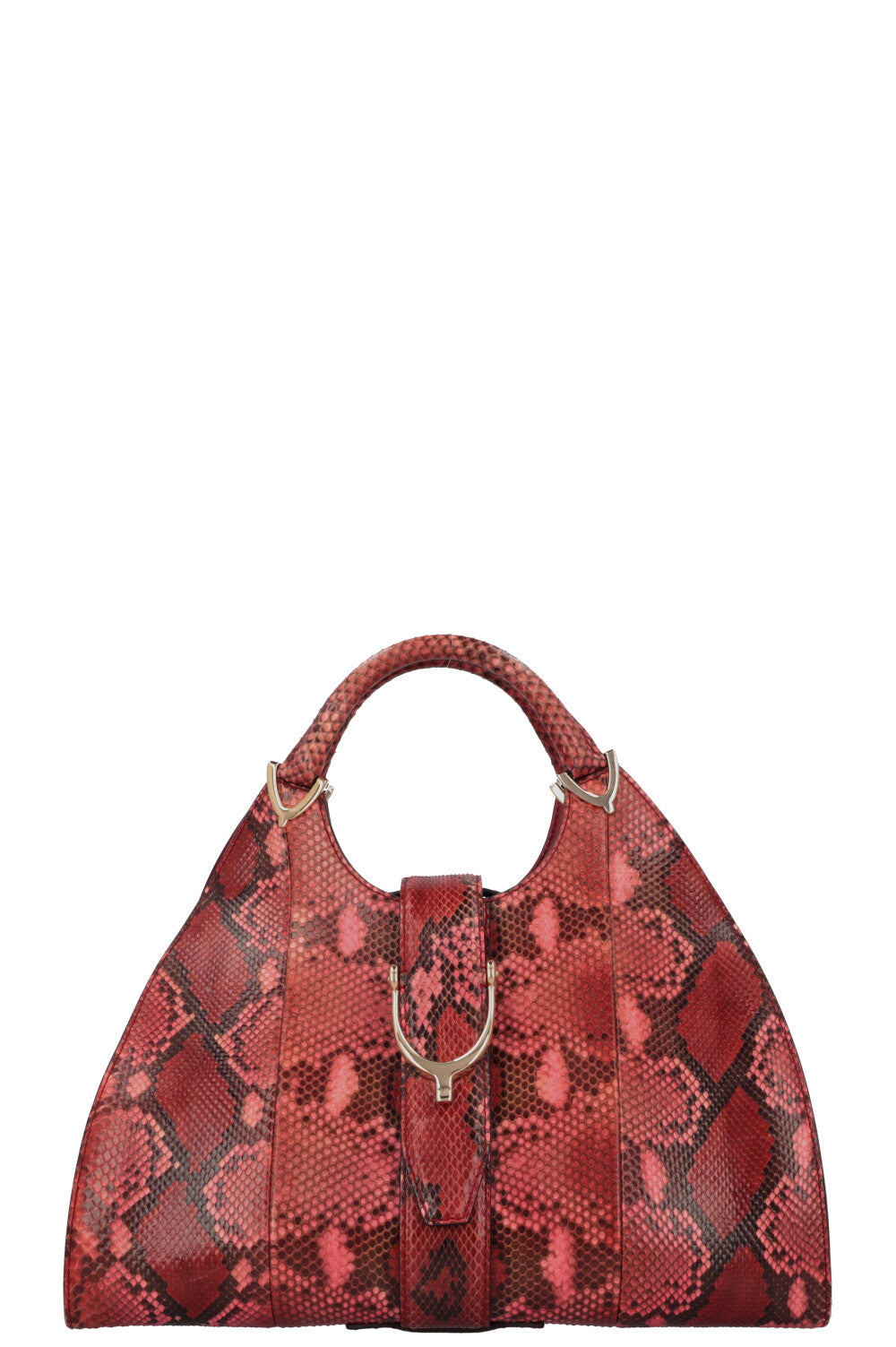 GUCCI Stirrup Hobo Shoulder Bag Python Burgundy