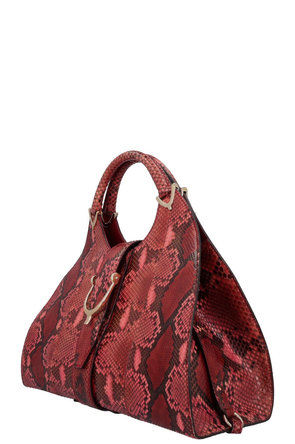 GUCCI Stirrup Hobo Shoulder Bag Python Burgundy