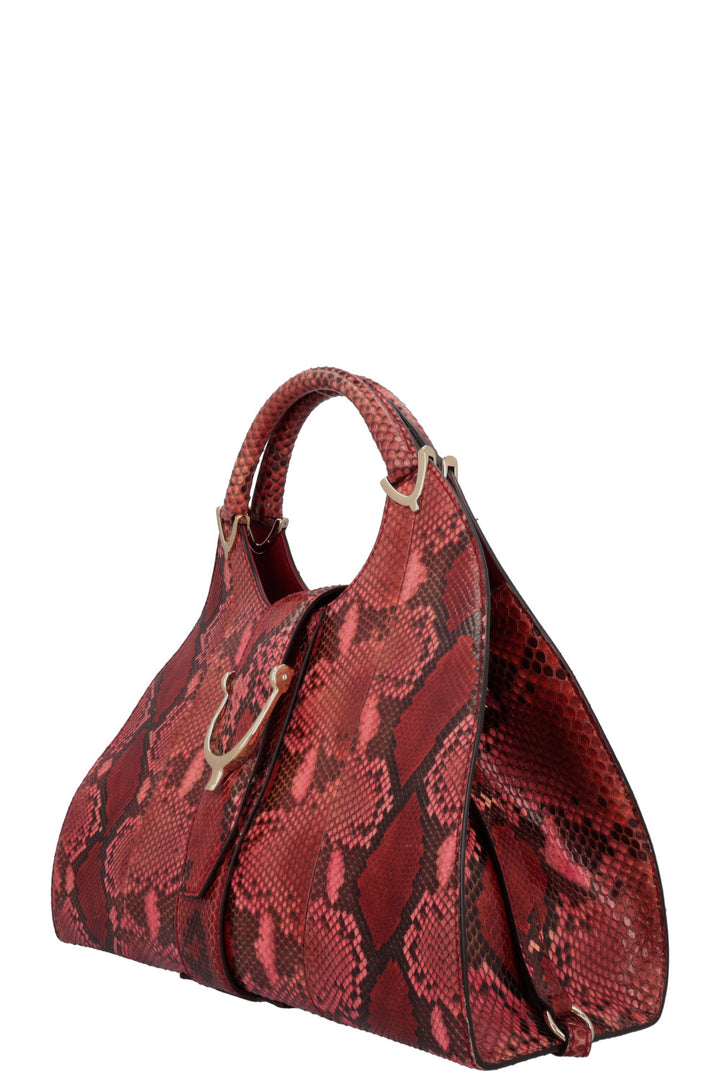 GUCCI Stirrup Hobo Shoulder Bag Python Burgundy