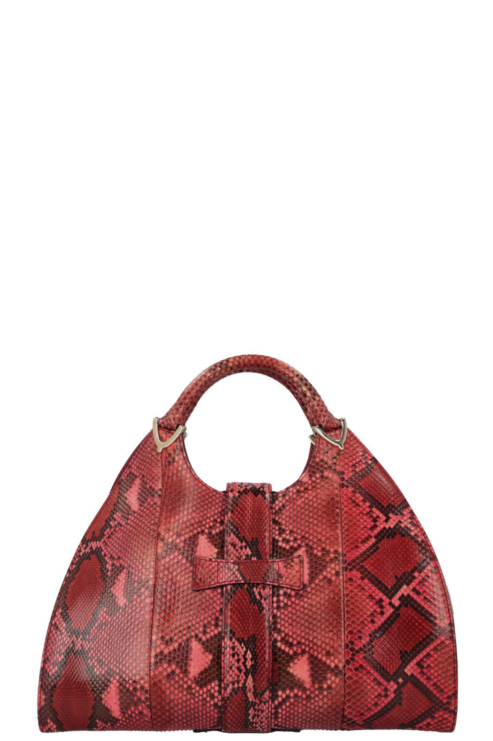 GUCCI Stirrup Hobo Shoulder Bag Python Burgundy