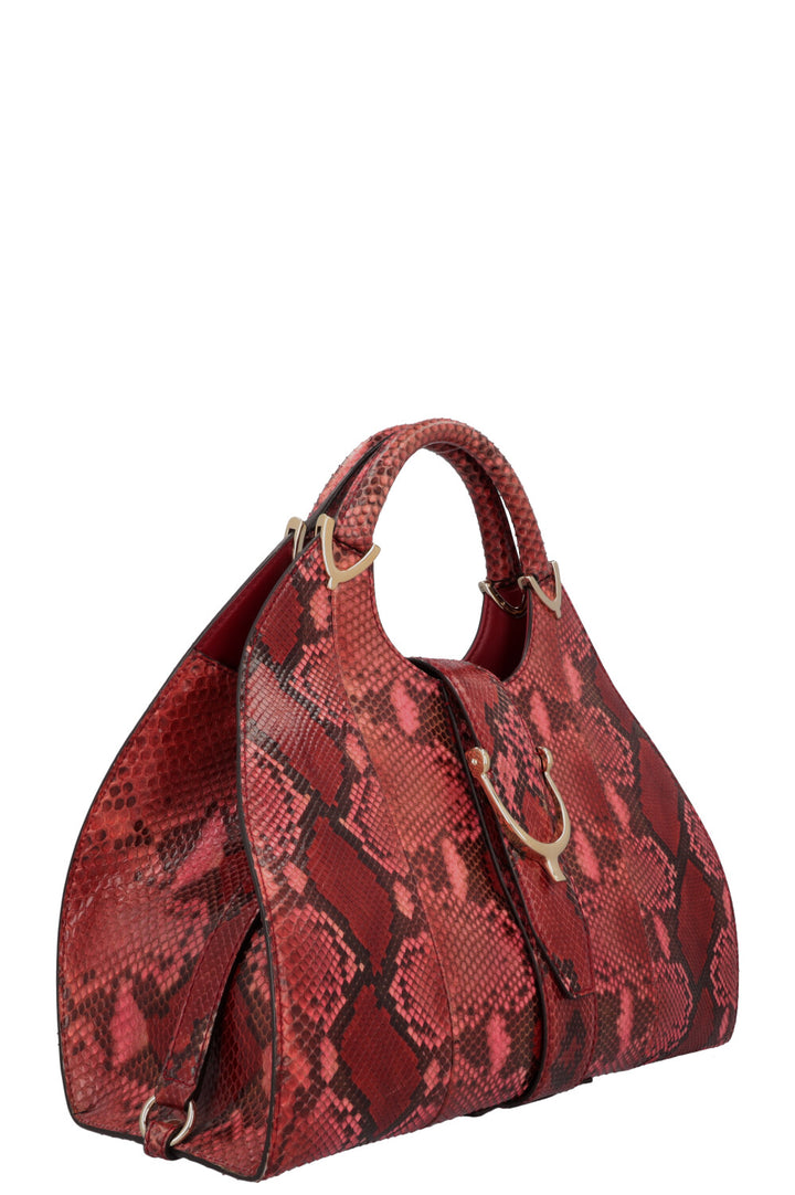 GUCCI Stirrup Hobo Shoulder Bag Python Burgundy