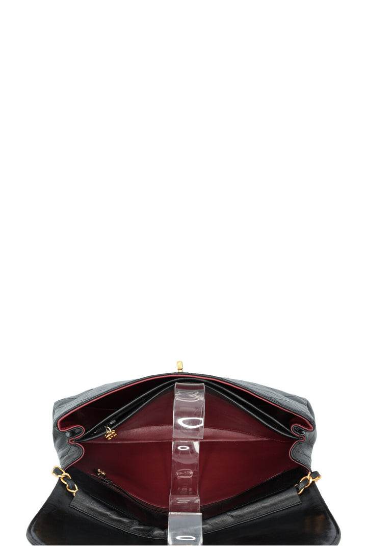 CHANEL Vintage Single Flap Bag Leather Black