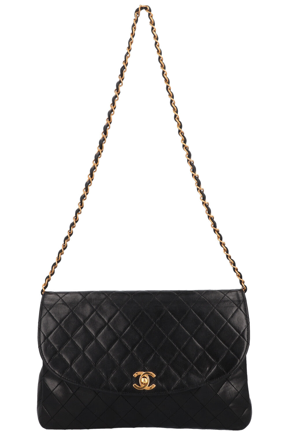 CHANEL Vintage Single Flap Bag Leather Black