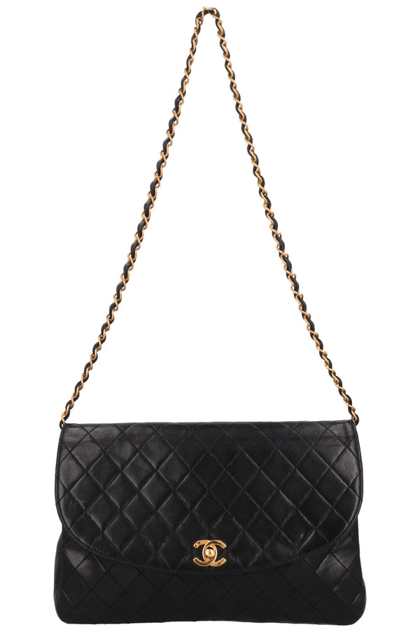 CHANEL Vintage Single Flap Bag Leather Black