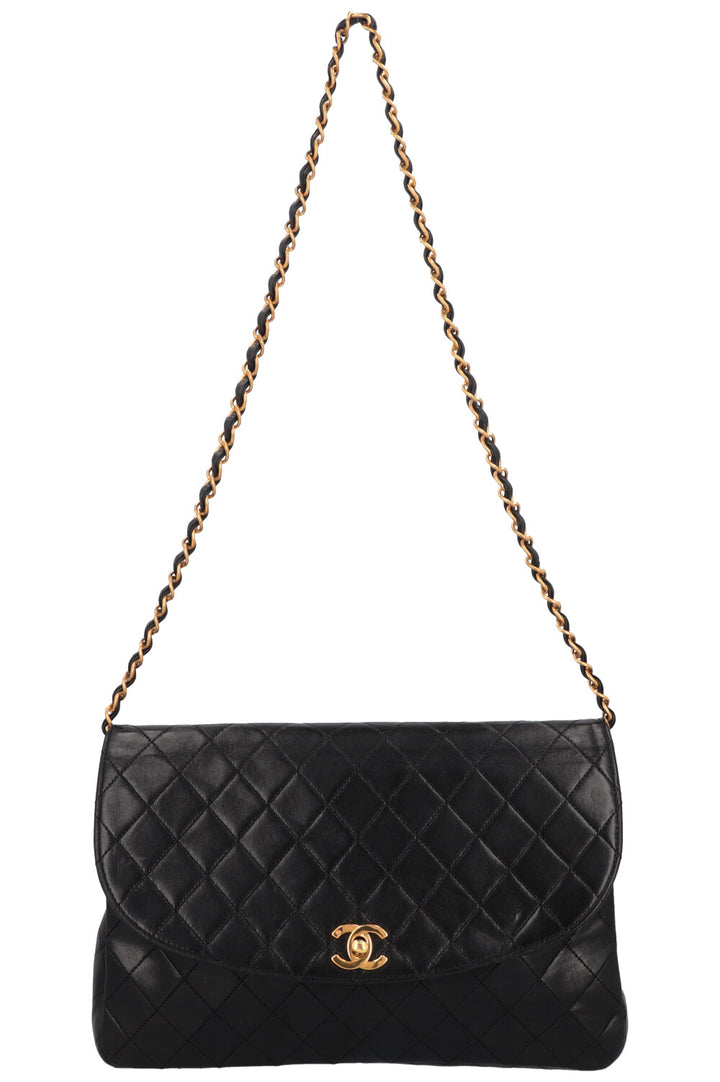 CHANEL Vintage Single Flap Bag Leather Black