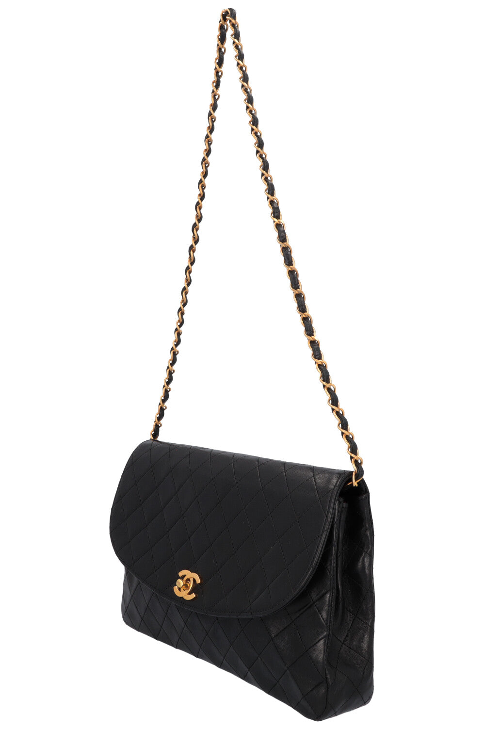 CHANEL Vintage Single Flap Bag Leather Black
