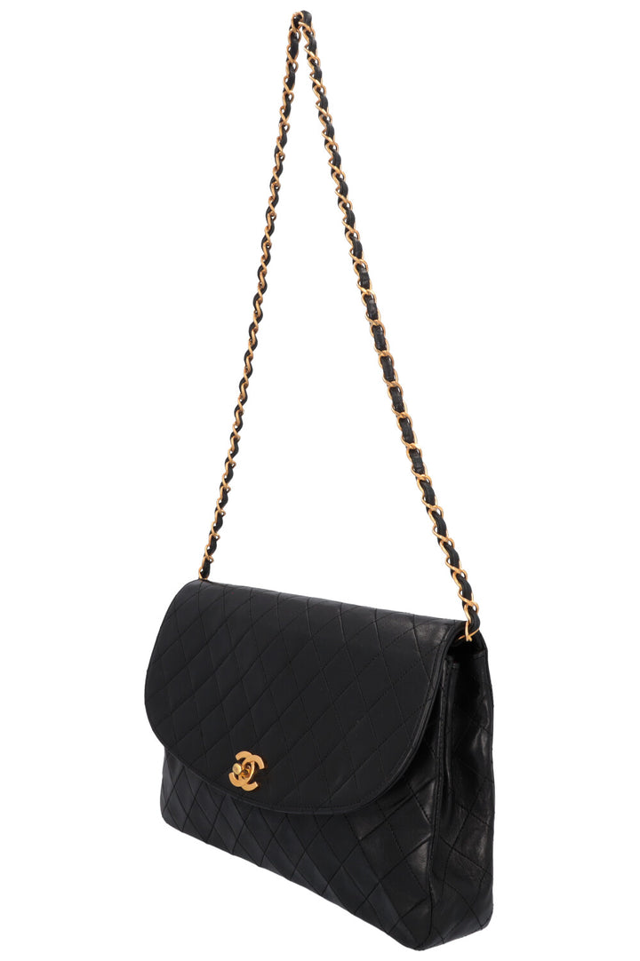 CHANEL Vintage Single Flap Bag Leather Black