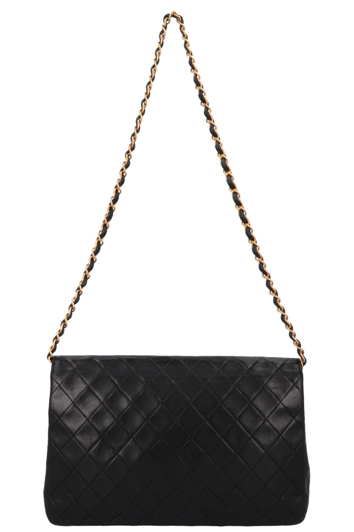 CHANEL Vintage Single Flap Bag Leather Black