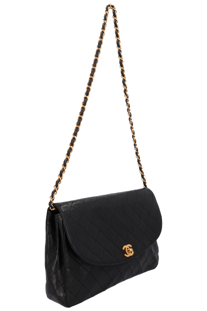 CHANEL Vintage Single Flap Bag Leather Black