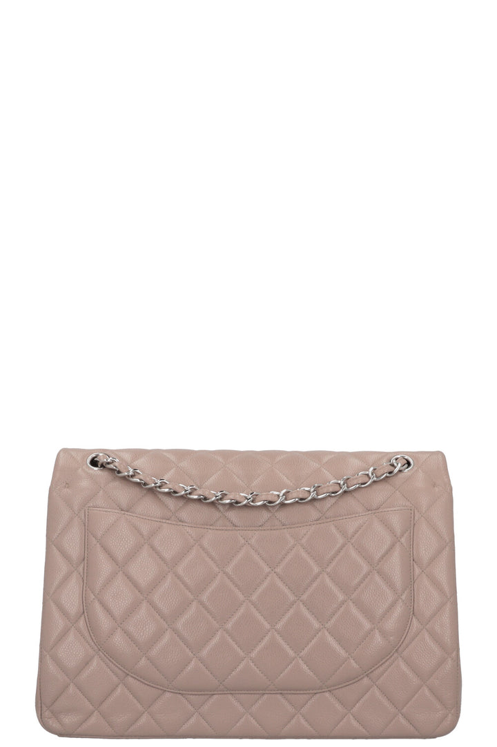 CHANEL Maxi Double Flap Bag Caviar Taupe
