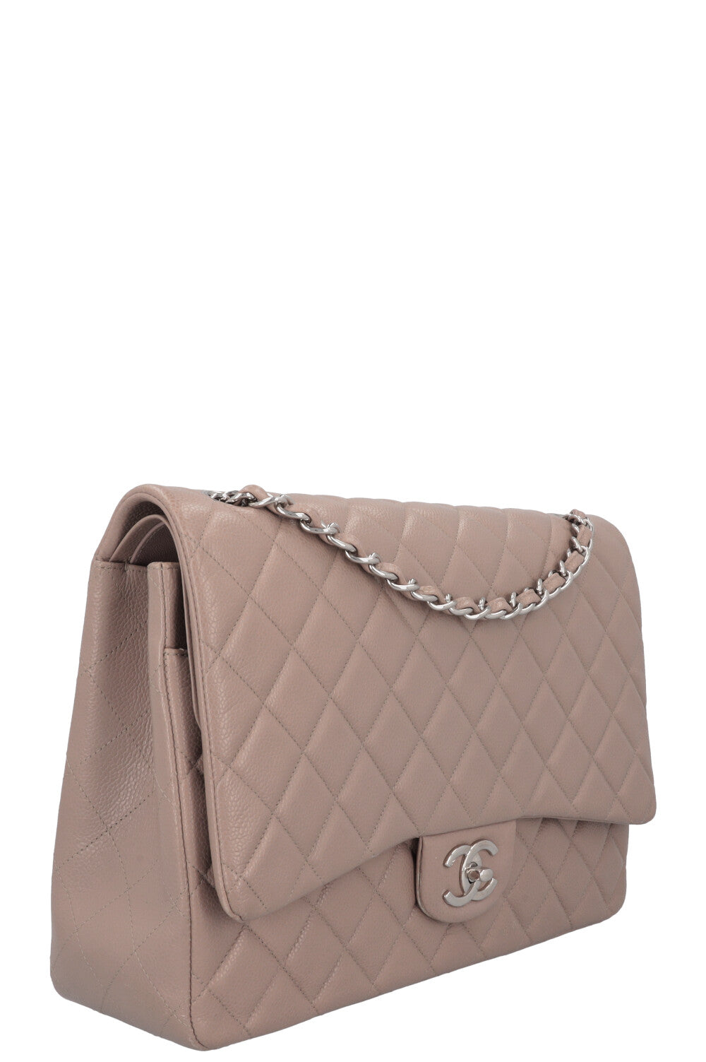 CHANEL Maxi Double Flap Bag Caviar Taupe