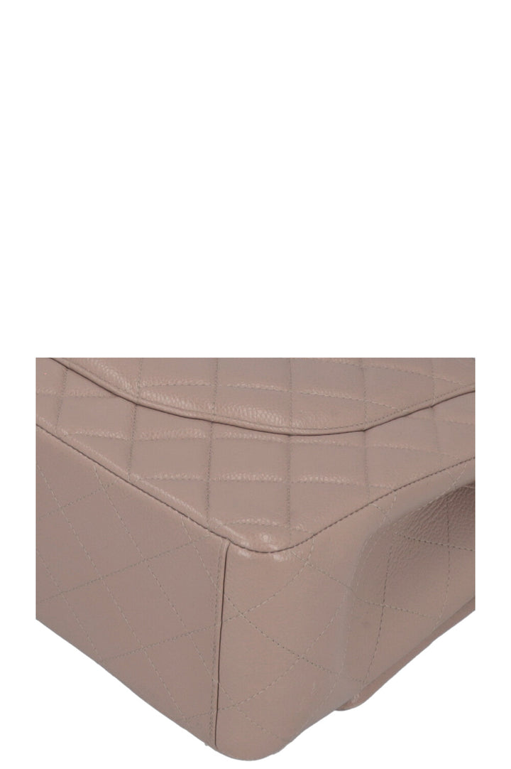 CHANEL Maxi Double Flap Bag Caviar Taupe
