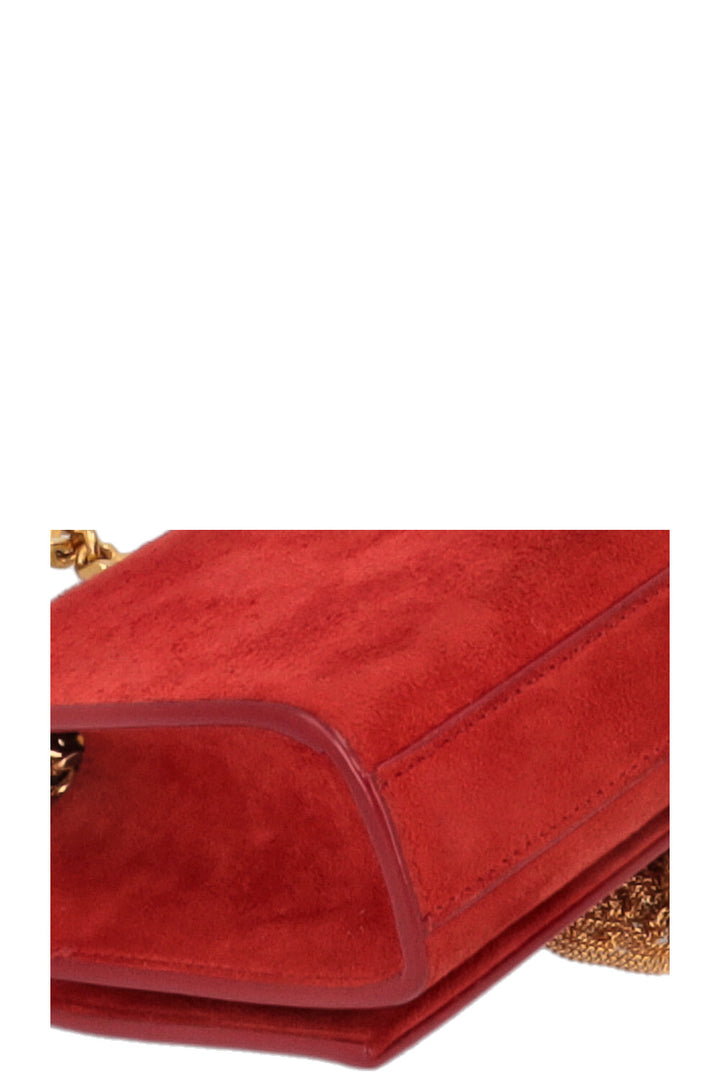 SAINT LAURENT Old Small Kate Suede Red
