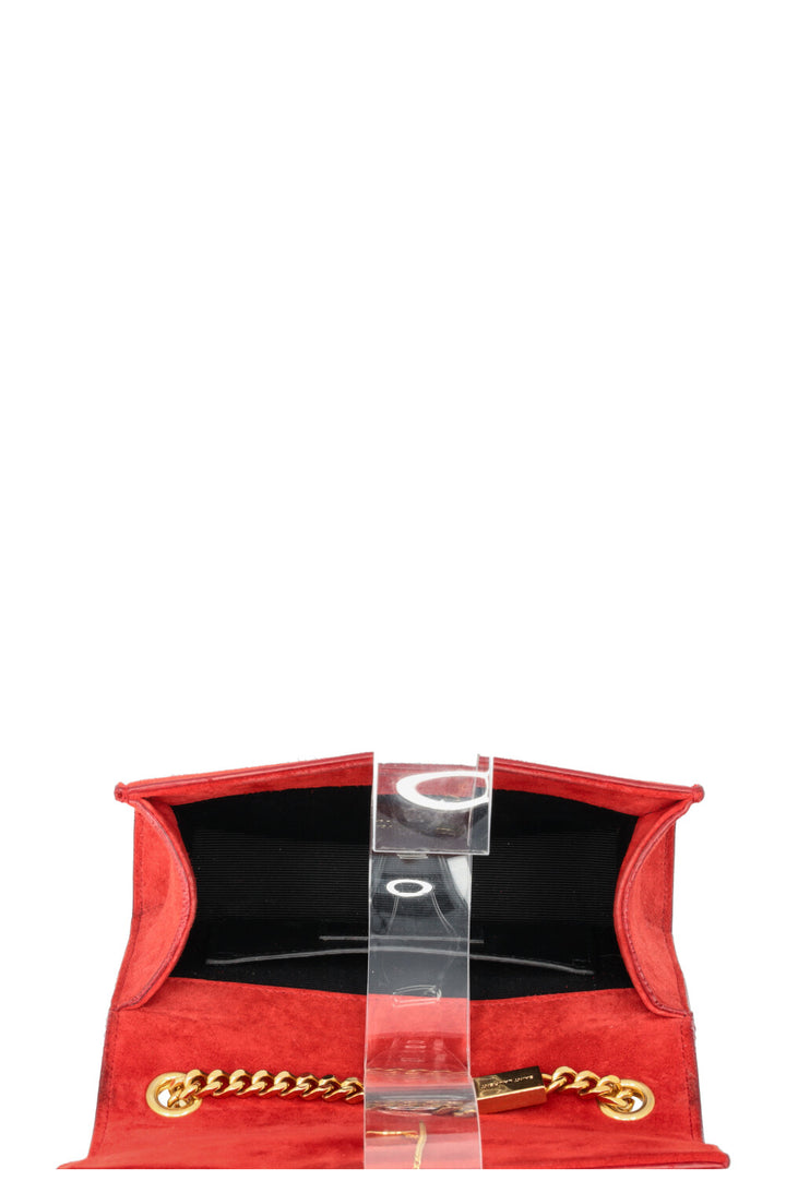 SAINT LAURENT Old Small Kate Suede Red