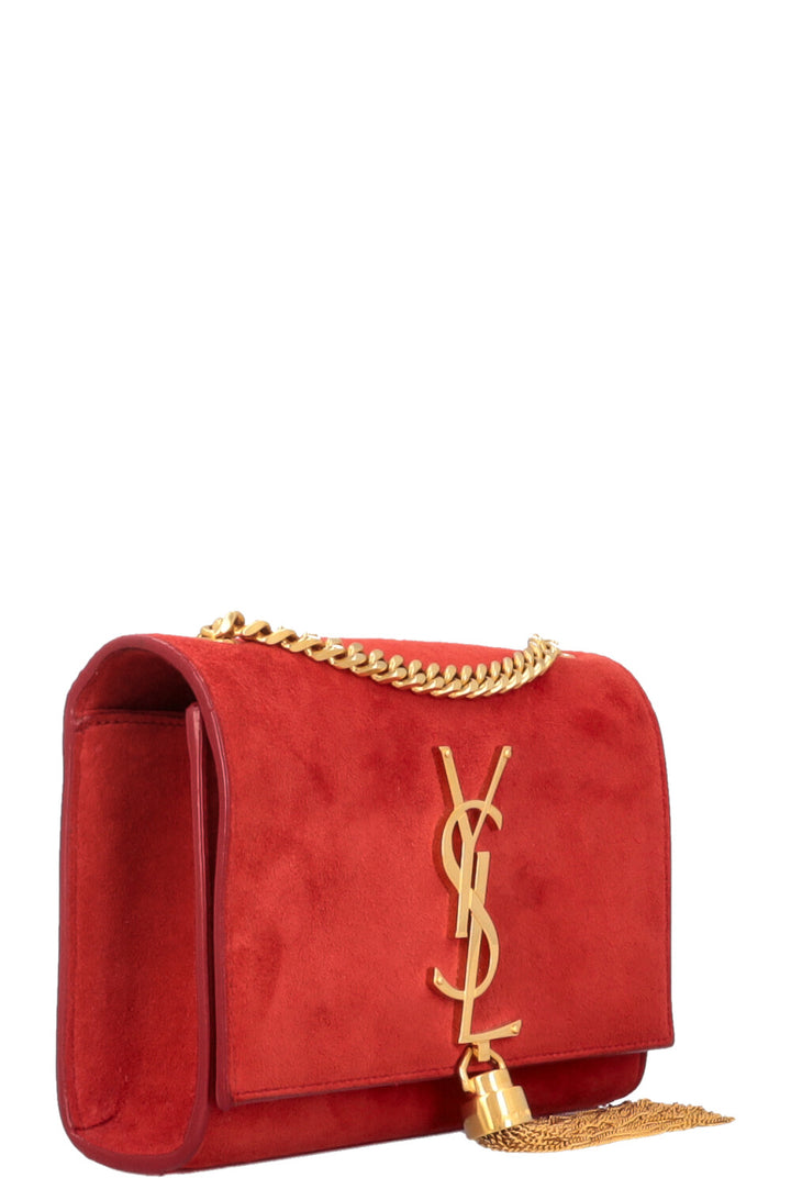 SAINT LAURENT Old Small Kate Suede Red