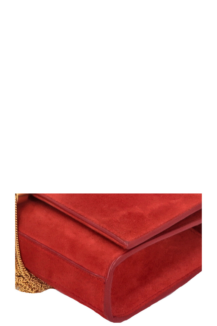 SAINT LAURENT Old Small Kate Suede Red