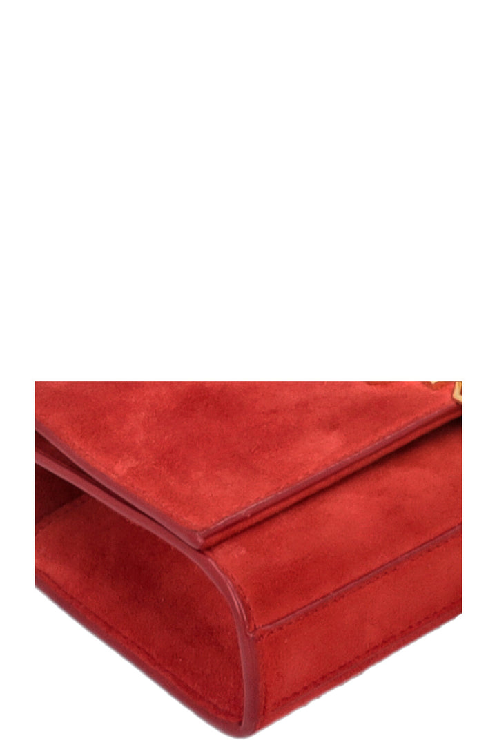 SAINT LAURENT Old Small Kate Suede Red