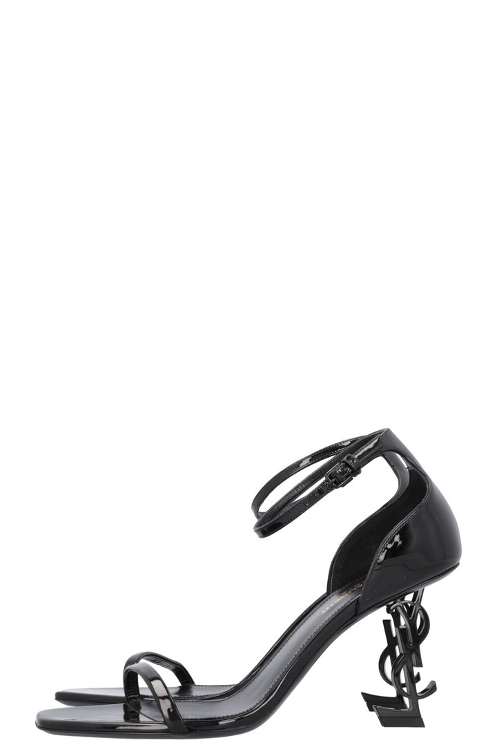 SAINT LAURENT Opyum 85 Sandals Patent Black