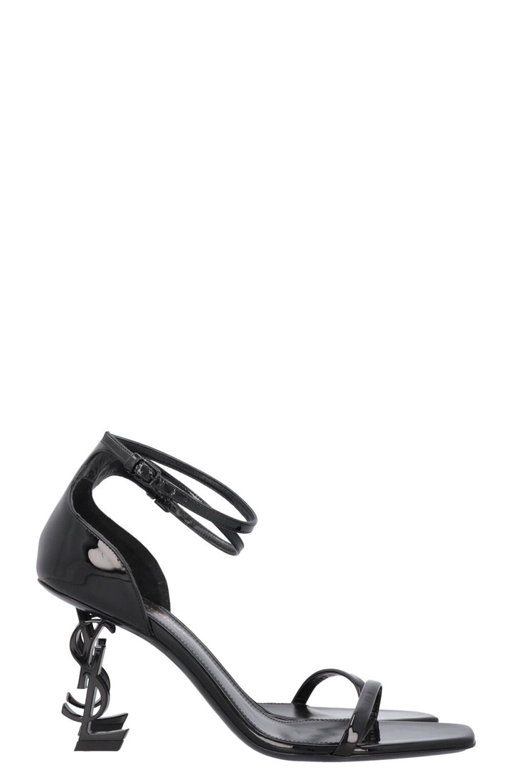 SAINT LAURENT Opyum 85 Sandals Patent Black