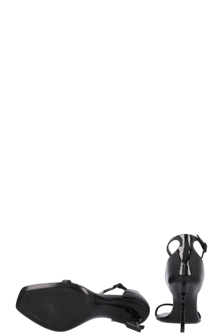 SAINT LAURENT Opyum 85 Sandals Patent Black