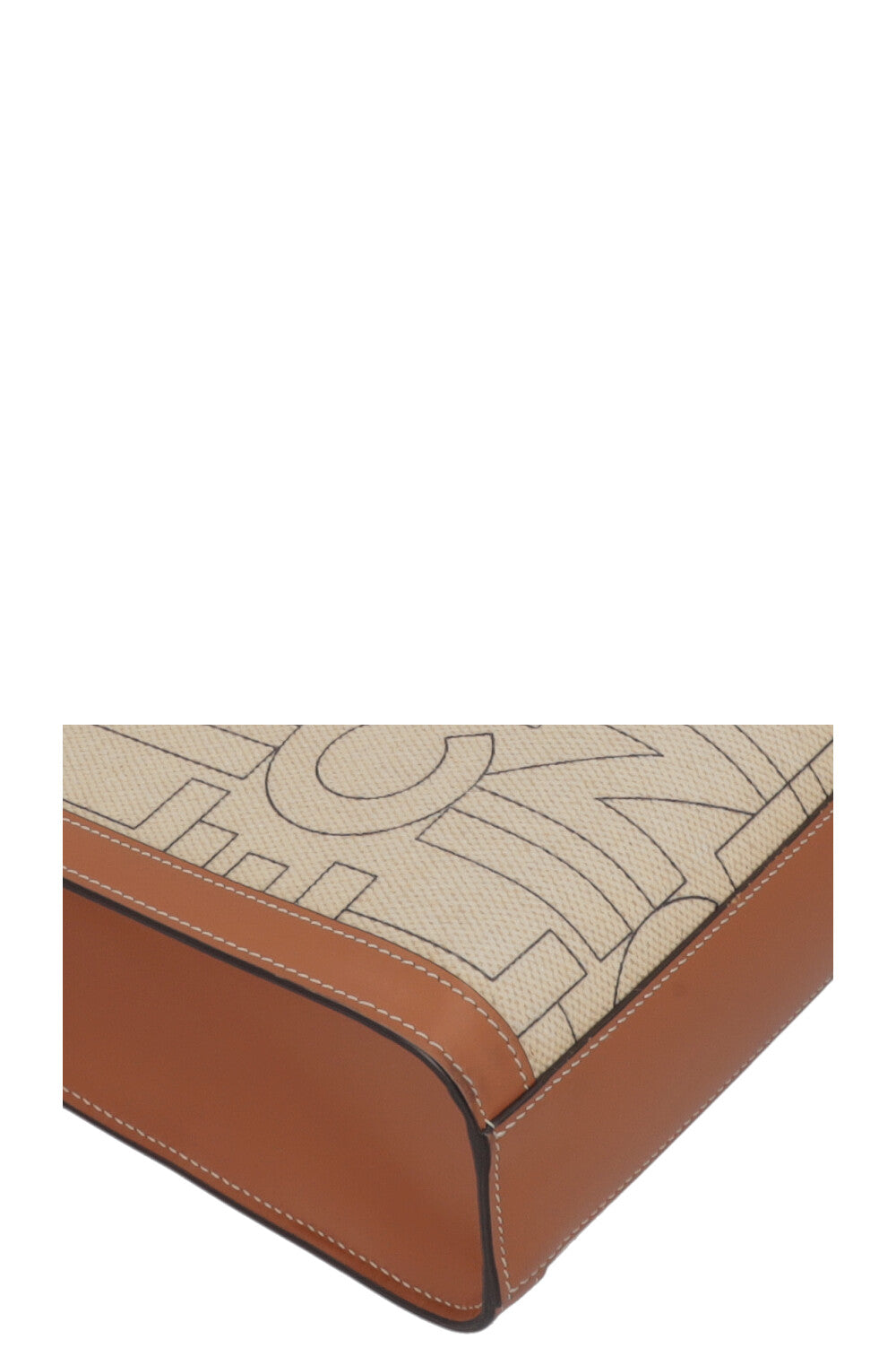 CELINE Logo Vertical Cabas Bag Medium Ivory Brown