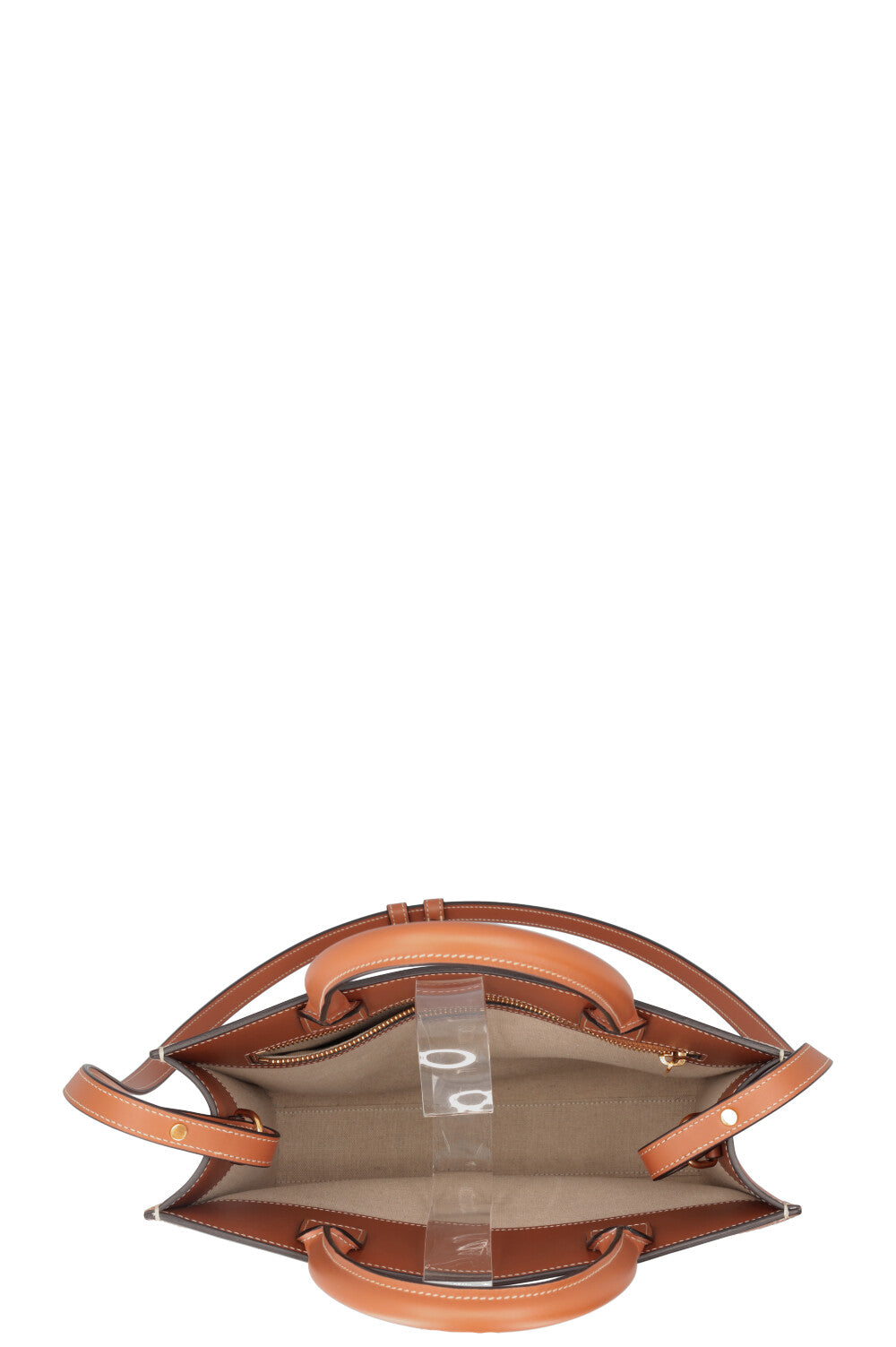 CELINE Logo Vertical Cabas Bag Medium Ivory Brown