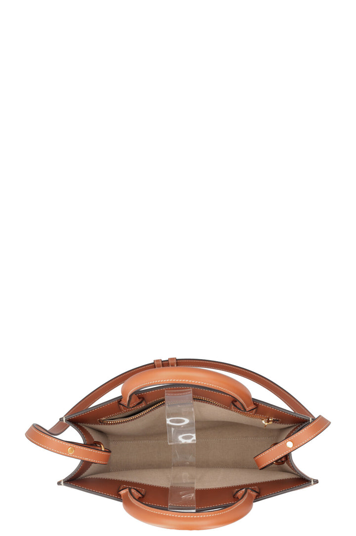 CELINE Logo Vertical Cabas Bag Medium Ivory Brown