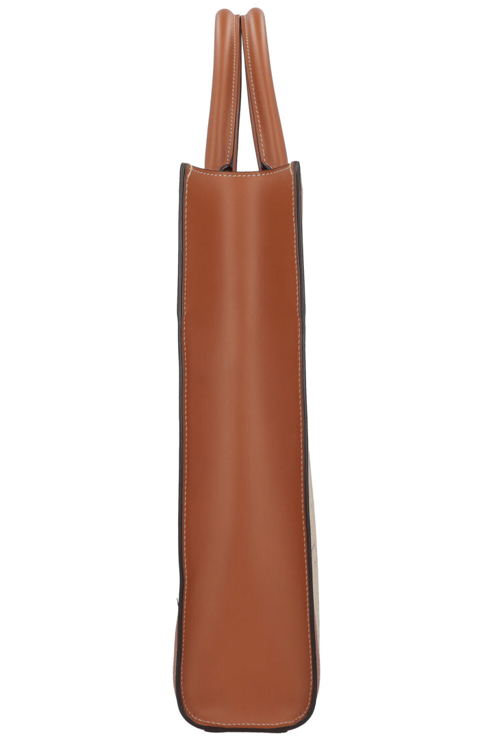 CELINE Logo Vertical Cabas Bag Medium Ivory Brown