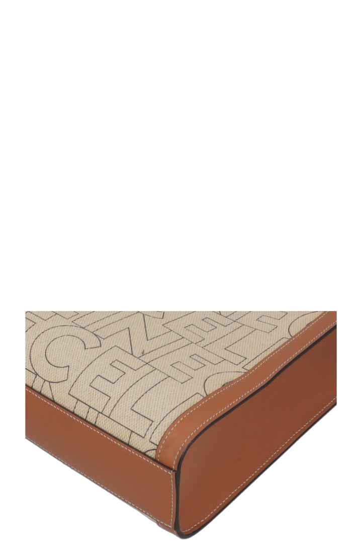 CELINE Logo Vertical Cabas Bag Medium Ivory Brown