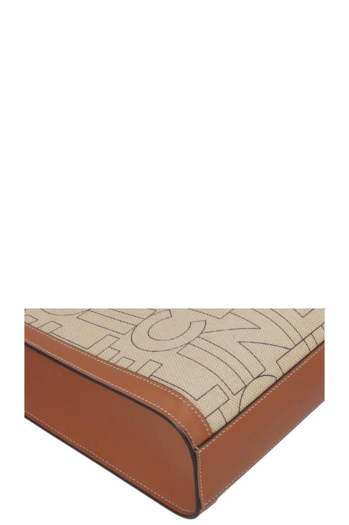 CELINE Logo Vertical Cabas Bag Medium Ivory Brown