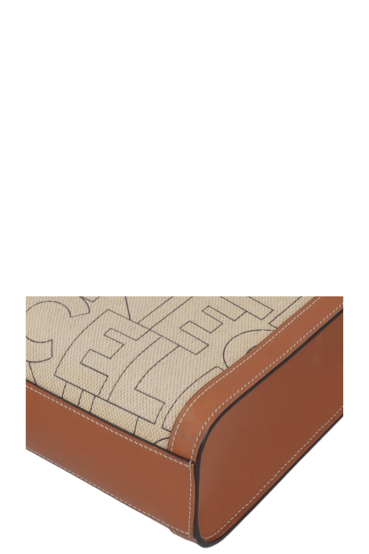 CELINE Logo Vertical Cabas Bag Medium Ivory Brown