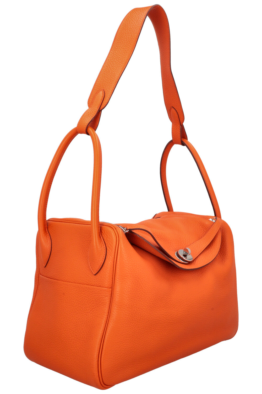 凛*様 新品Hermès オレンジ ラップスタイル ノースリーブ　サイズ38 HERMÈS Lindy 34 Clemence Orange – REAWAKE