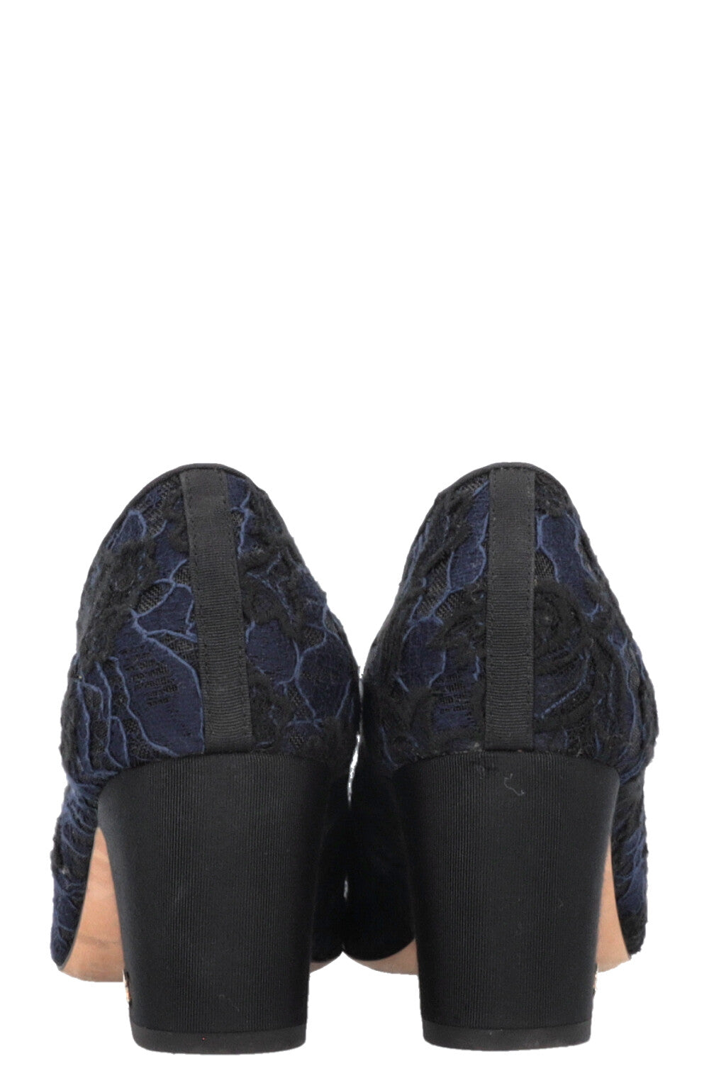 CHANEL Lace Classic Heels Navy Black