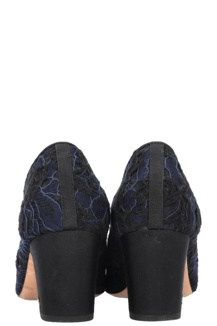 CHANEL Lace Classic Heels Navy Black