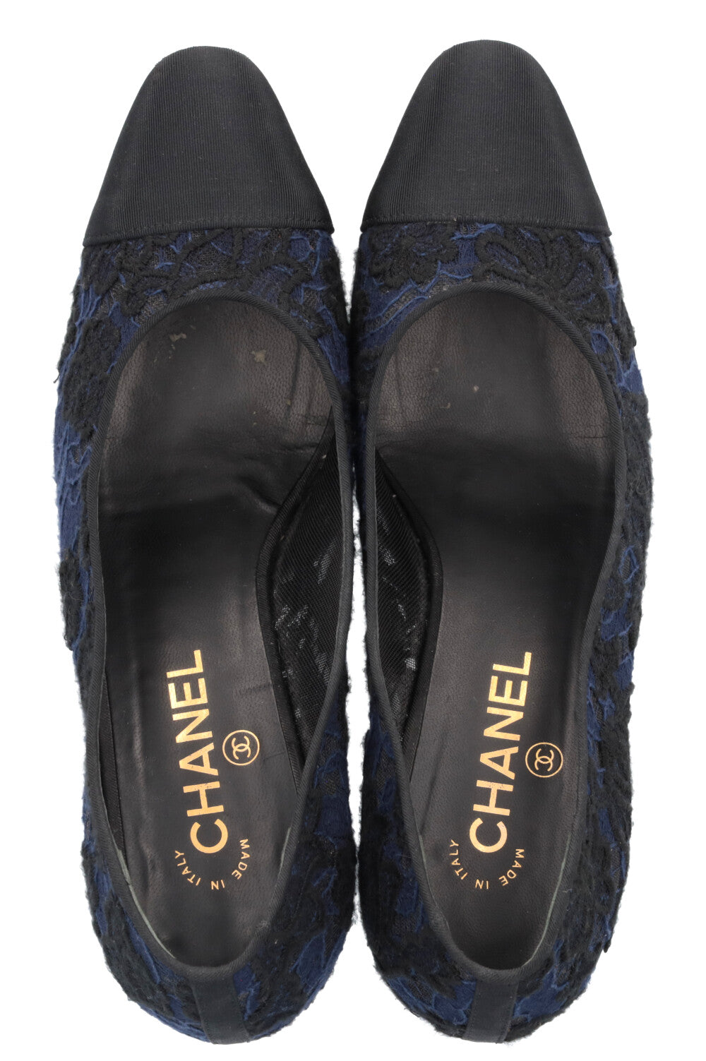 CHANEL Lace Classic Heels Navy Black