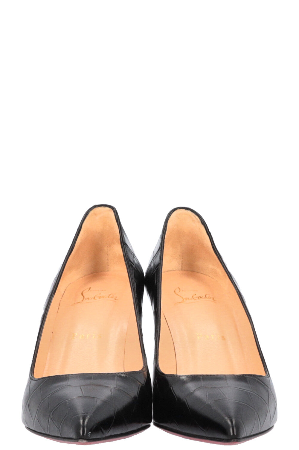 CHRISTIAN LOUBOUTIN Croc Embossed Kate 85 Heels Black