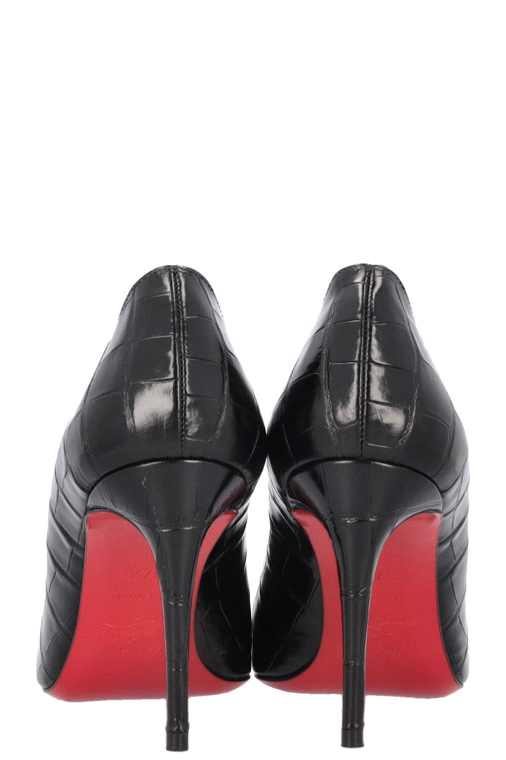 CHRISTIAN LOUBOUTIN Croc Embossed Kate 85 Heels Black