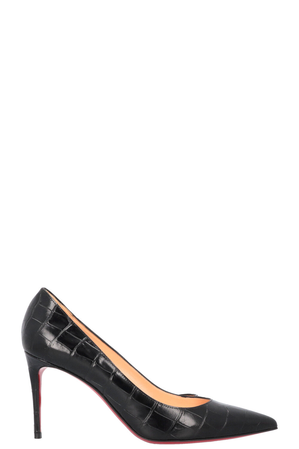 CHRISTIAN LOUBOUTIN Croc Embossed Kate 85 Heels Black