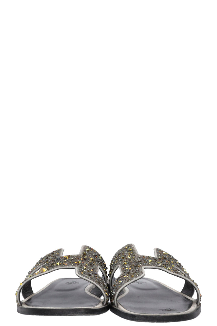 HERMÈS Oran Flats Crystal Grey Black