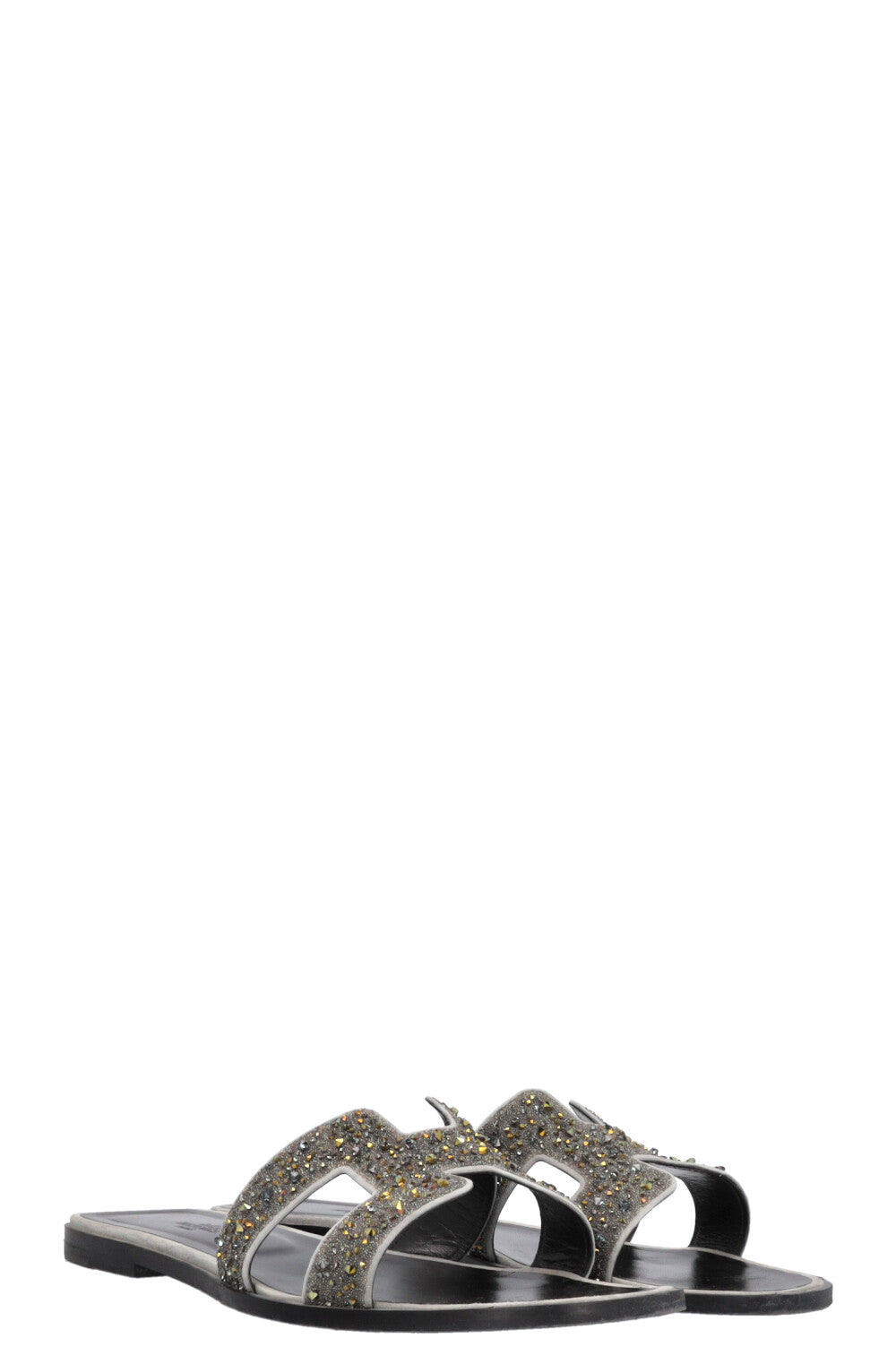 HERMÈS Oran Flats Crystal Grey Black