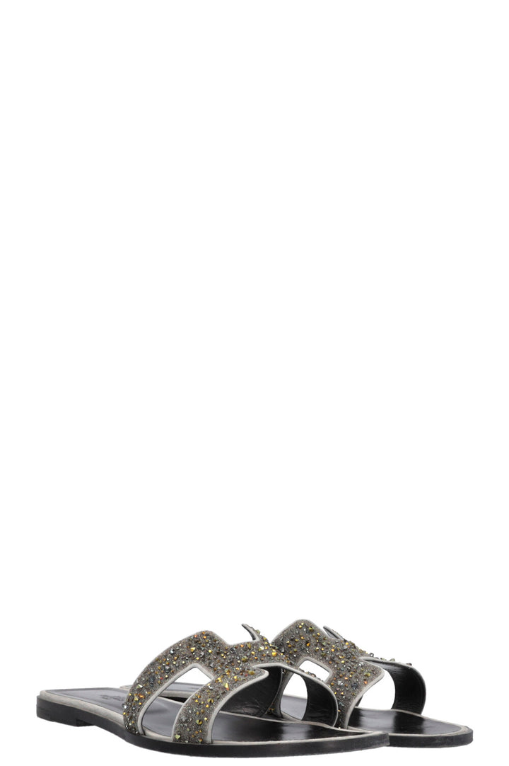 HERMÈS Oran Flats Crystal Grey Black